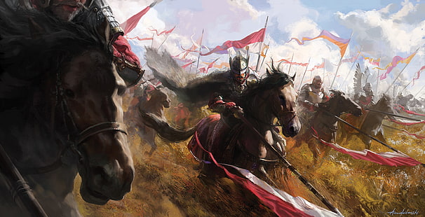 Lithuania, Polandia, Hussars Bersayap, kuda, Kavaleri, Wallpaper HD HD wallpaper