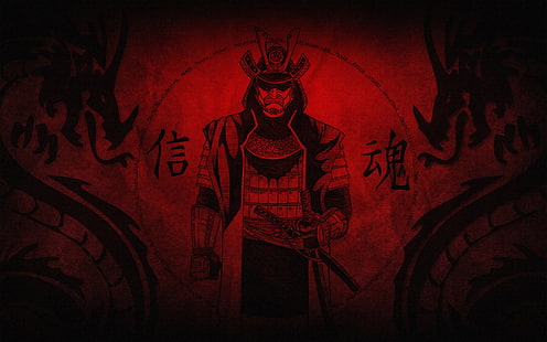 Pria yang memakai seni vektor jas hitam, Fantasi, Samurai, Wallpaper HD HD wallpaper