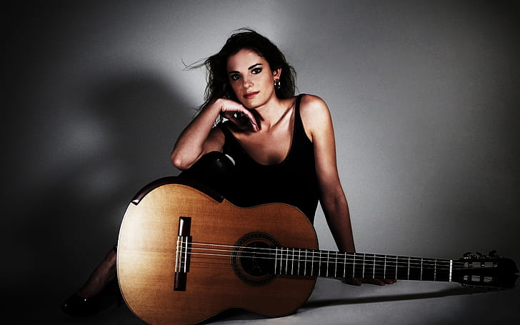 Ana Vidovic Релаксираща, китара, жена, художник, китарист, знаменитост, HD тапет