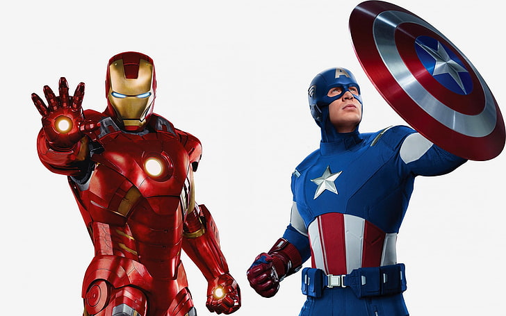 Marvel Capitán América y Iron Man imágenes prediseñadas, maravilla, Iron Man, cómic, cómics, Capitán América, Los Vengadores, Tony Stark, Steve Rogers, Fondo de pantalla HD