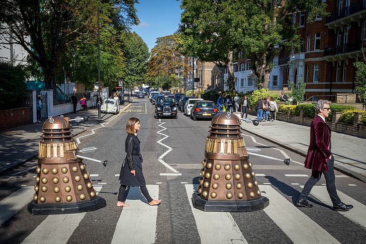 Abbey Road, The Beatles, Doctor Who, Jenna-Louise Coleman, Peter Capaldi, Dalek, Far, The Twelfth Doctor, Twelfth Doctor, HD-Hintergrundbild