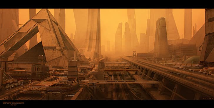 Blade Runner, Blade Runner 2049, Filme, Kunstwerk, Pyramide, futuristisch, futuristische Stadt, Sphinx, Industrie, HD-Hintergrundbild