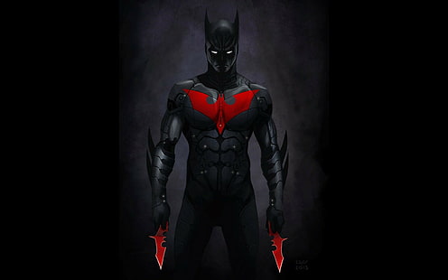batman, black, comics, dark, emblem, men, red, shuriken, suit, weapons, HD wallpaper HD wallpaper