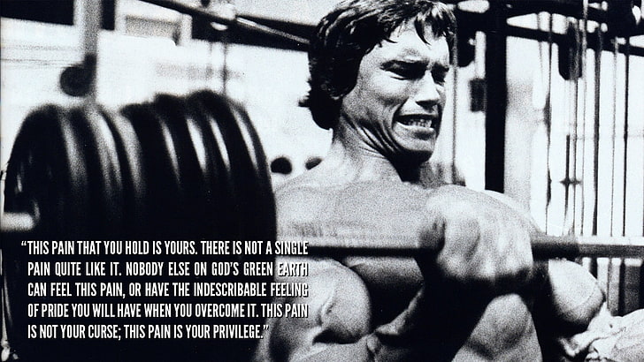Arnold Schwarzenegger, Arnold Schwarzenegger, Bodybuilder, bodybuilding, motiverande, citat, svartvitt, män, HD tapet