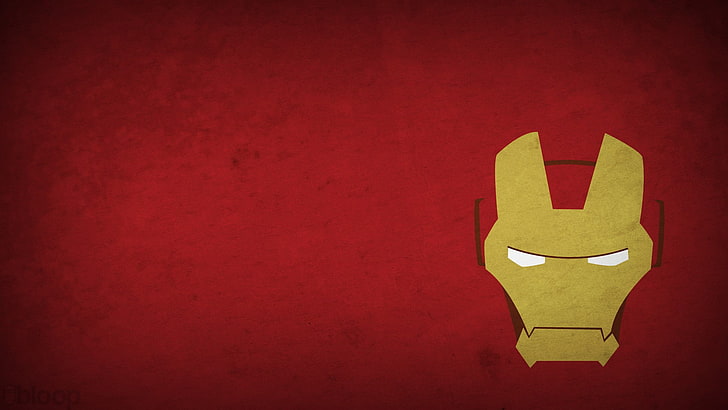 Железный человек иллюстрации, Iron Man, минимализм, Blo0p, красный фон, мультфильм, HD обои