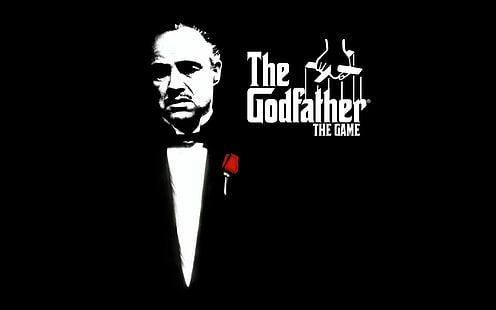 Крестный отец The Game иллюстрация, крестный отец, Марлон Брандо, Дон Вито Корлеоне, черный, роза, HD обои HD wallpaper