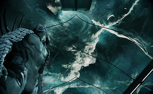 ilustração de monstro cinza, Warframe, videogame, Ash (Warframe), espaço, nebulosa, HD papel de parede HD wallpaper