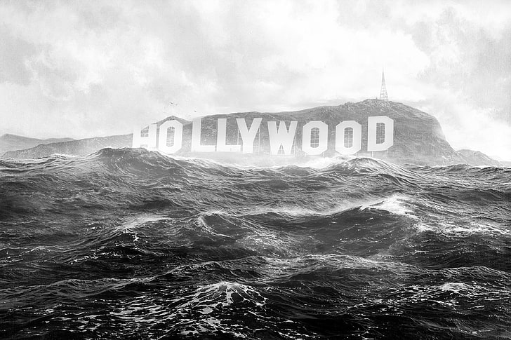 Hollywood, Californie fond d'écran, inondation, l'inondation, la fin du monde, Hollywood, Hollywood Sign, Fond d'écran HD