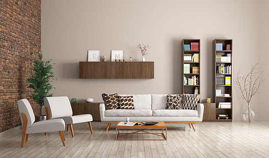soffa, interiör, stolar, bibliotek, design, modern, lägenhet, rack, HD tapet HD wallpaper