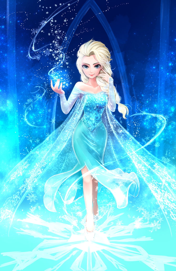 cartone animato, Frozen (film), fan art, la principessa Elsa, Sfondo HD, sfondo telefono