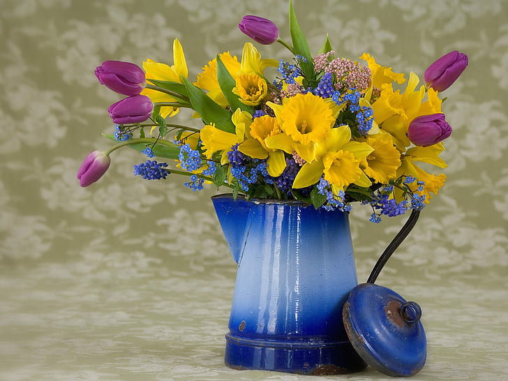 Pengaturan Bunga Musim Semi, bunga, musim semi, pengaturan, Wallpaper HD