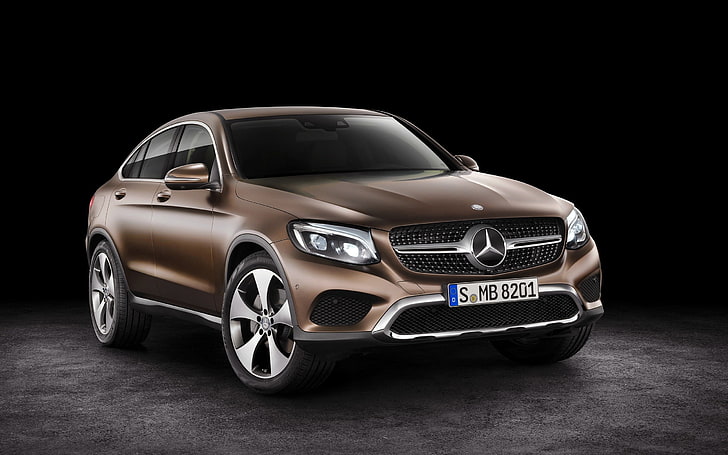 Mercedes Benz GLC Coupé-Fond d'écran HD de voiture de luxe, berline Mercedes-Benz brune, Fond d'écran HD