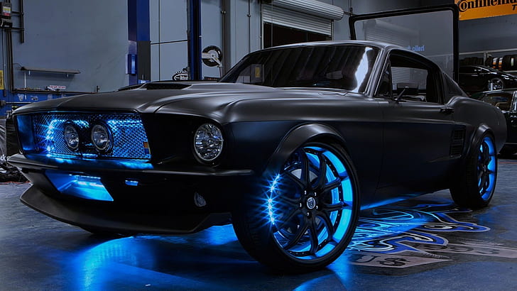 1920x1080, black, cars, coast, customs, ford, mustang, tuning, vehicles, west, HD wallpaper