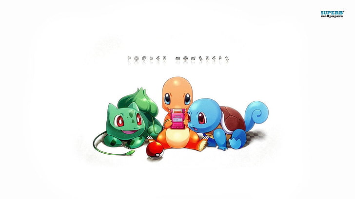 วอลล์เปเปอร์ดิจิทัล Pokemon Bulbasur สามตัว Charmander และ Squirtle, Pokémon, Bulbasaur (Pokémon), Charmander (Pokémon), Squirtle (Pokémon), Starter Pokemon, Unown (Pokémon), วอลล์เปเปอร์ HD