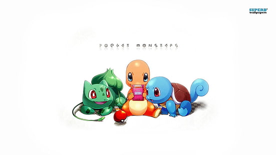 วอลล์เปเปอร์ดิจิทัล Pokemon Bulbasur สามตัว Charmander และ Squirtle, Pokémon, Bulbasaur (Pokémon), Charmander (Pokémon), Squirtle (Pokémon), Starter Pokemon, Unown (Pokémon), วอลล์เปเปอร์ HD HD wallpaper