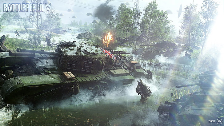 Battlefield V, Battlefield 5, videospel, världskrig, armé, tank, Chirchill Tank, HD tapet