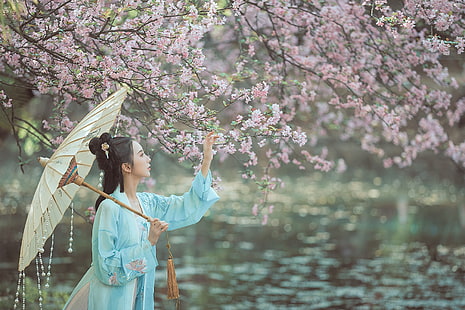 Hanfu, vestido chinês, mulheres, HD papel de parede HD wallpaper