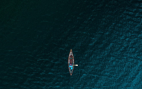 canoes, kayaks, water, paddles, wilderness, aerial view, simple, HD wallpaper HD wallpaper