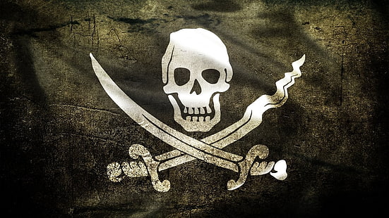 bandera pirata, calavera y huesos, Jolly Roger, Fondo de pantalla HD HD wallpaper