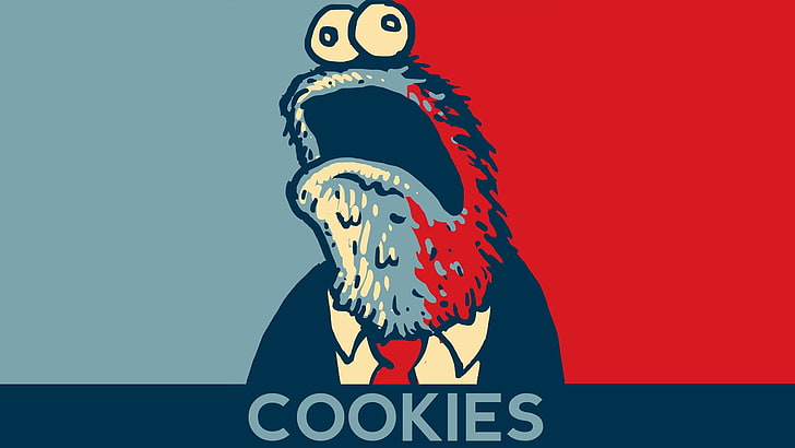 Cookie Monster illustration, presidents, politics, minimalism, Hope posters, Cookie Monster, Sesame Street, humor, HD wallpaper