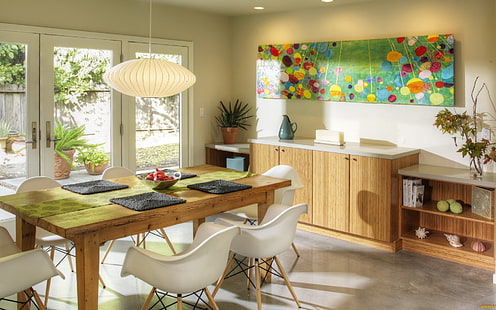 الداخلية ، غرفة ، غرفة طعام ، طاولة ، كرسي، خلفية HD HD wallpaper