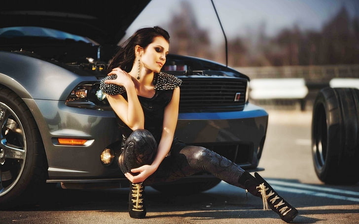 Brünetten Beine Frauen Katzen Russische Fahrzeuge Ford Mustang