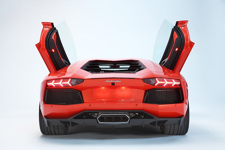 Lamborghini Aventador, carros vermelhos, Lamborghini, veículo, HD papel de parede