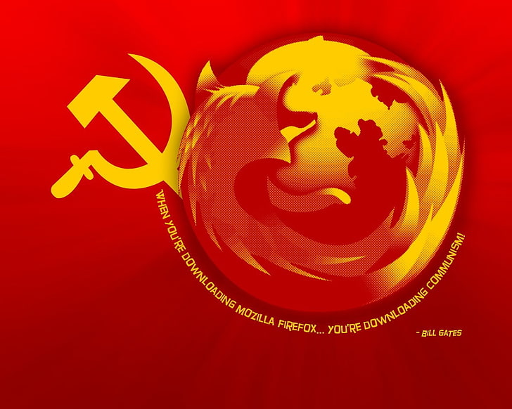 dwie czerwono-białe miseczki ceramiczne, humor, Mozilla Firefox, komunizm, Tapety HD
