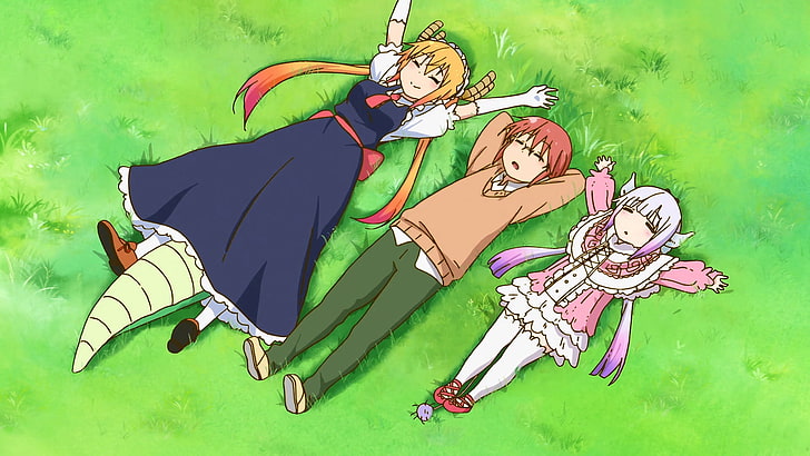 Anime, Drachenmädchen von Fräulein Kobayashi, Kanna Kamui, Kobayashi (Drachenmädchen von Fräulein Kobayashi), Tohru (Drachenmädchen von Fräulein Kobayashi), HD-Hintergrundbild