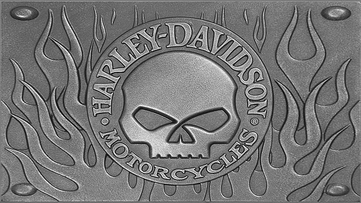 logo Harley-Davidson abu-abu, Sepeda Motor, Harley-Davidson, Wallpaper HD