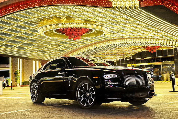 Черна значка на Rolls-Royce Wraith, Rolls-Royce, 4K, HD тапет