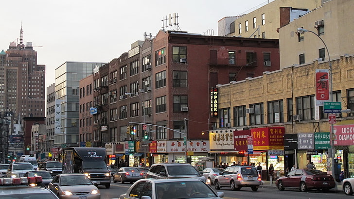 مبنى شاهق خرساني بني اللون ، الصين ، شارع ، مدينة ، حركة مرور، خلفية HD