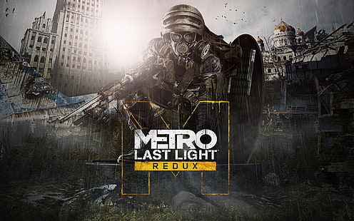 Metro Last Light Redux, плакат с последним освещением в метро, ​​глубокое серебро, солдат, пистолет, маска, метро с избыточным количеством, HD обои HD wallpaper