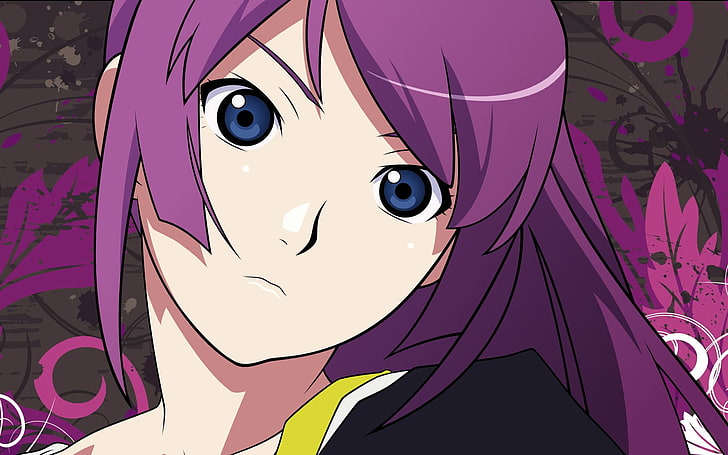 紫髪の女性アニメキャラクター、物語シリーズ、アニメ、戦場ヶ原ひたぎ、 HDデスクトップの壁紙