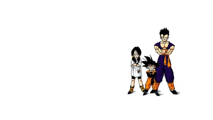Dragon Ball, Dragon Ball Z, Sohn Gohan, Gohan, Sohn Goten, Videl, Manga, einfacher Hintergrund, HD-Hintergrundbild