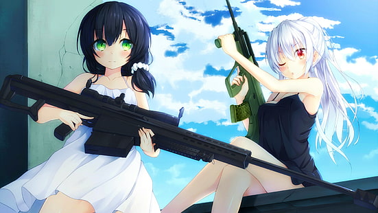 senapan sniper, anime, Steyr AUG, Barrett M82, Wallpaper HD HD wallpaper