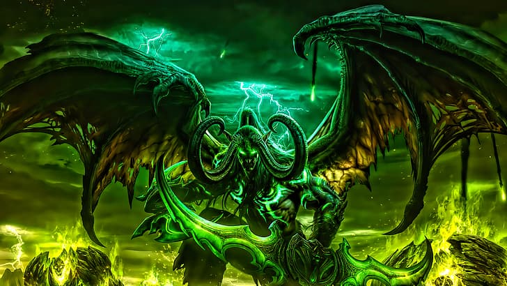 World of Warcraft、Burning Crusade、World of Warcraft：Cataclysm、Illidan、Illidan Stomrage（Warcraft）、Illidan Stormrage、Black Temple、Raid、Demon Hunter、Demon Hunter WoW、ビデオゲームアート、ビデオゲームキャラクター、ビデオゲームクリーチャー、アライアンス、大群、 HDデスクトップの壁紙