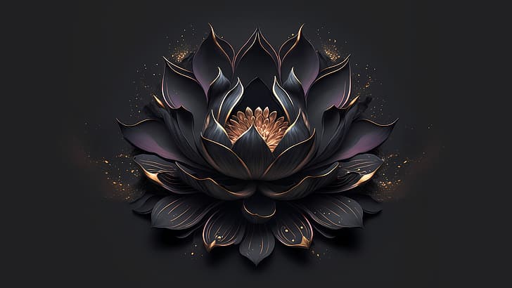 kwiaty lotosu, kwiaty, sztuka AI, minimalizm, kwiat lotosu, Tapety HD