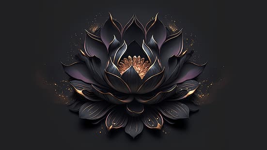 fleurs de lotus, fleurs, art IA, minimalisme, fleur de lotus, Fond d'écran HD HD wallpaper