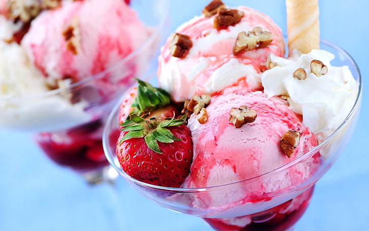 strawberry ice cream background, HD wallpaper