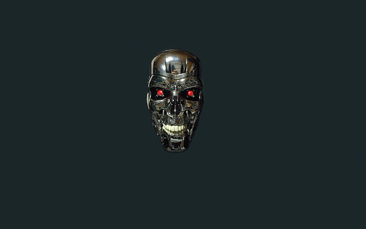 Терминатор, иллюстрация персонажа, череп, робот, минимализм, голова, терминатор, Т-800, HD обои