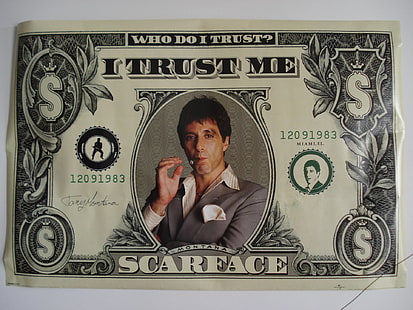 Scarface доллар США 12091983 банкнота, фильм, Scarface, HD обои HD wallpaper