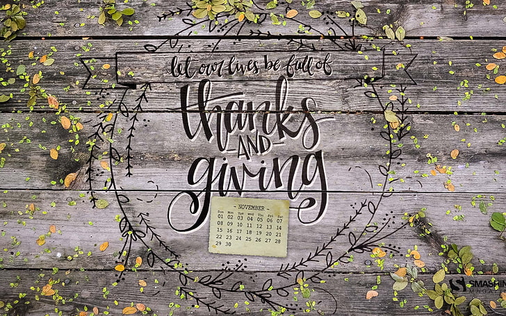 Благодарения-ноябрь 2015 Календарь Обои, HD обои