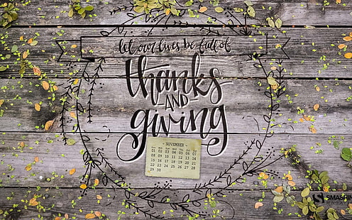 Thanks Giving-November 2015 Calendar Wallpaper, HD wallpaper HD wallpaper