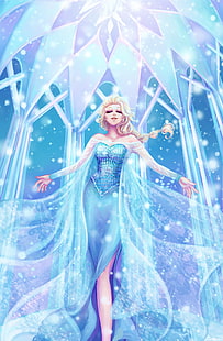 tecknad film, Frozen (film), Prinsessan Elsa, fan art, HD tapet HD wallpaper