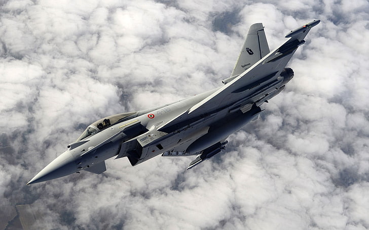 grauer Kampfjet, Flugzeuge, Eurofighter Typhoon, Militärflugzeuge, HD-Hintergrundbild