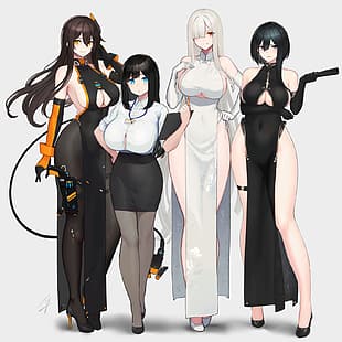  anime girls, big boobs, curvy, HD wallpaper HD wallpaper