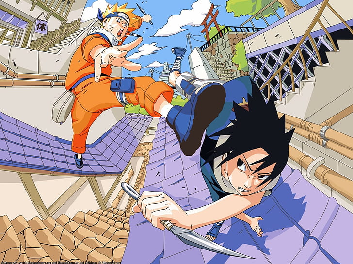 Naruto Shippuuden, Uchiha Sasuke, Uzumaki Naruto, Fondo de pantalla HD