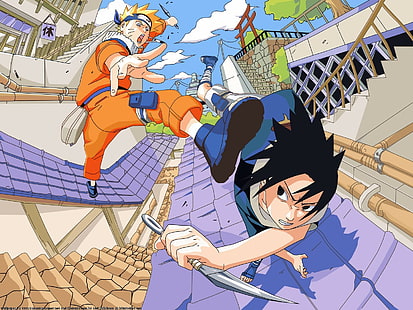 Naruto Shippuuden, Uchiha Sasuke, Uzumaki Naruto, HD papel de parede HD wallpaper
