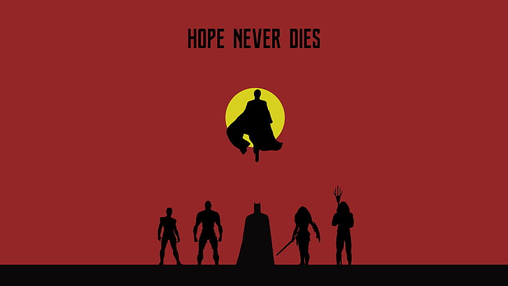 Superman, Aquaman, Flash, Ligue de la justice, 8K, Espoir ne meurt jamais, Wonder Woman, Cyborg, 4K, Batman, Minimal, Fond d'écran HD